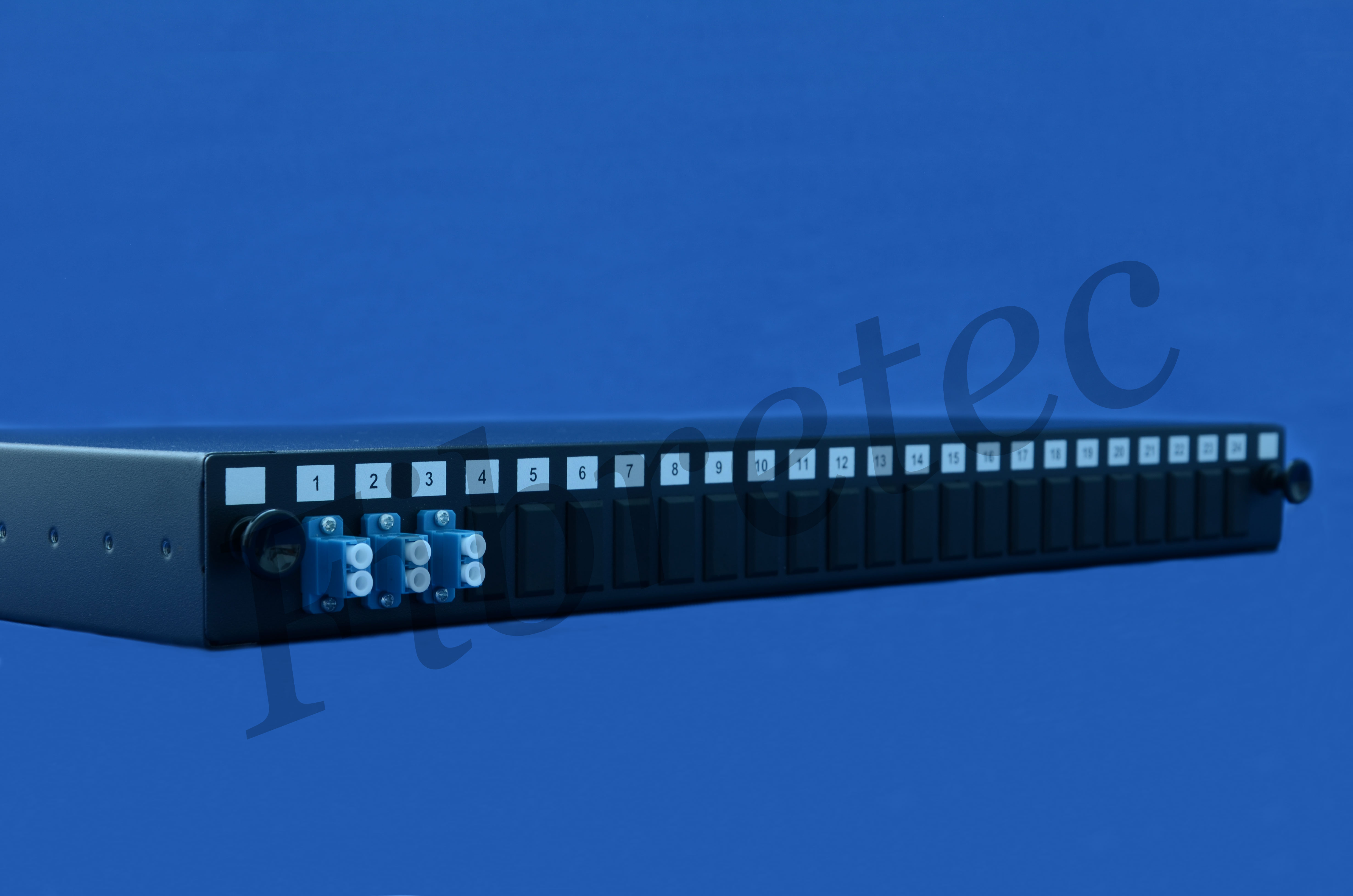 Tiroir 19  1U 6 FO avec 3 traversées LC/LC duplex monomode bleues